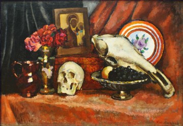 Naturaleza muerta Painting - Naturaleza muerta con calaveras Ilya Mashkov Impresionismo